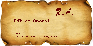 Rácz Anatol névjegykártya